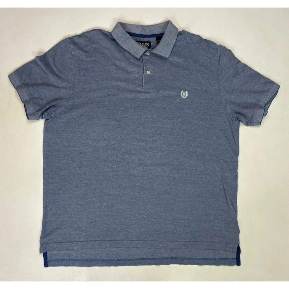 Chaps Crest Logo Polo Shirt Men XL Blue Natural Stretch Short Sleeve